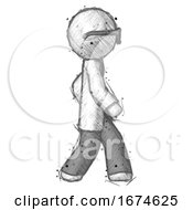 Poster, Art Print Of Sketch Doctor Scientist Man Walking Right Side View