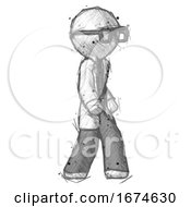 Poster, Art Print Of Sketch Doctor Scientist Man Walking Turned Right Front View