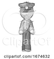 Poster, Art Print Of Sketch Police Man Walking Front View