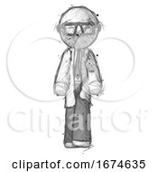 Sketch Doctor Scientist Man Walking Front View