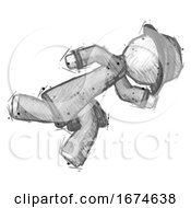 Poster, Art Print Of Sketch Detective Man Running While Falling Down