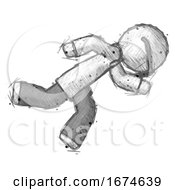 Poster, Art Print Of Sketch Doctor Scientist Man Running While Falling Down