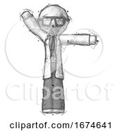 Poster, Art Print Of Sketch Doctor Scientist Man Directing Traffic Right