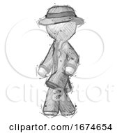 Poster, Art Print Of Sketch Detective Man Man Walking Turned Left Front View