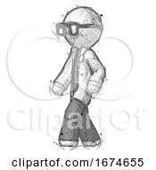 Poster, Art Print Of Sketch Doctor Scientist Man Man Walking Turned Left Front View