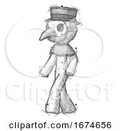 Poster, Art Print Of Sketch Plague Doctor Man Man Walking Turned Left Front View