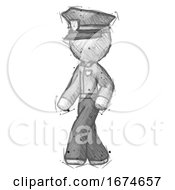 Poster, Art Print Of Sketch Police Man Man Walking Turned Left Front View