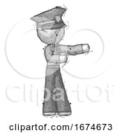 Poster, Art Print Of Sketch Police Man Presenting Something To His Left