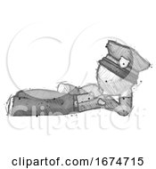 Sketch Police Man Reclined On Side