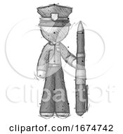 Poster, Art Print Of Sketch Police Man Holding Large Pen