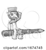 Poster, Art Print Of Sketch Plague Doctor Man Riding A Pen Like A Giant Rocket