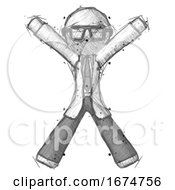 Poster, Art Print Of Sketch Doctor Scientist Man Jumping Or Flailing