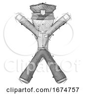 Poster, Art Print Of Sketch Police Man Jumping Or Flailing