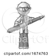Sketch Doctor Scientist Man Posing Confidently With Giant Pen