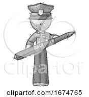 Poster, Art Print Of Sketch Police Man Posing Confidently With Giant Pen