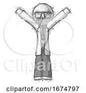 Poster, Art Print Of Sketch Doctor Scientist Man With Arms Out Joyfully