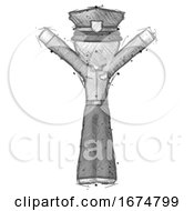 Poster, Art Print Of Sketch Police Man With Arms Out Joyfully