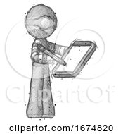 Sketch Thief Man Using Clipboard And Pencil