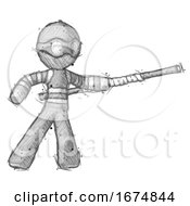 Poster, Art Print Of Sketch Thief Man Bo Staff Pointing Right Kung Fu Pose