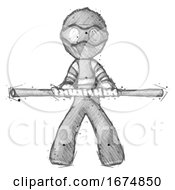 Sketch Thief Man Bo Staff Kung Fu Defense Pose