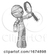 Sketch Thief Man Inspecting With Large Magnifying Glass Facing Up