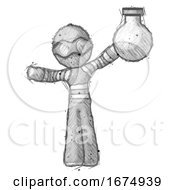 Sketch Thief Man Holding Large Round Flask Or Beaker