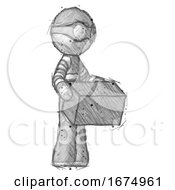 Poster, Art Print Of Sketch Thief Man Holding Package To Send Or Recieve In Mail