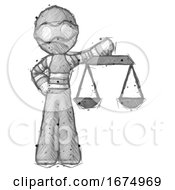 Poster, Art Print Of Sketch Thief Man Holding Scales Of Justice