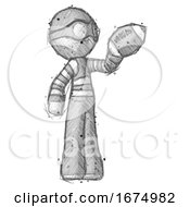 Poster, Art Print Of Sketch Thief Man Holding Football Up