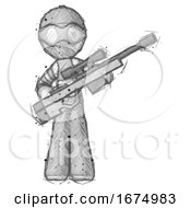 Poster, Art Print Of Sketch Thief Man Holding Sniper Rifle Gun
