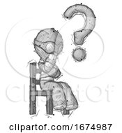 Poster, Art Print Of Sketch Thief Man Question Mark Concept Sitting On Chair Thinking