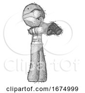 Poster, Art Print Of Sketch Thief Man Holding Binoculars Ready To Look Right