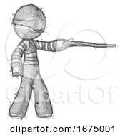 Sketch Thief Man Pointing With Hiking Stick