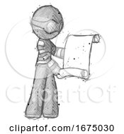 Poster, Art Print Of Sketch Thief Man Holding Blueprints Or Scroll