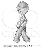 Poster, Art Print Of Sketch Thief Man Walking Left Side View