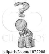 Poster, Art Print Of Sketch Thief Man Thinker Question Mark Concept