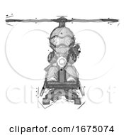 Sketch Thief Man Flying In Gyrocopter Front View