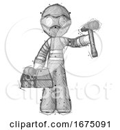 Poster, Art Print Of Sketch Thief Man Holding Tools And Toolchest Ready To Work