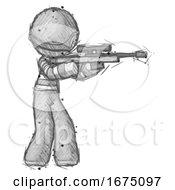 Poster, Art Print Of Sketch Thief Man Shooting Sniper Rifle