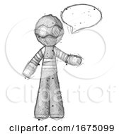 Poster, Art Print Of Sketch Thief Man With Word Bubble Talking Chat Icon