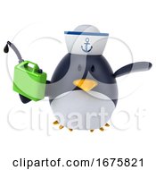 3d Sailor Penguin On A White Background