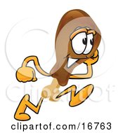 Clipart Picture Of A Chicken Drumstick Mascot Cartoon Character Running