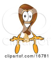 Poster, Art Print Of Chicken Drumstick Mascot Cartoon Character Sitting