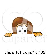 Chicken Drumstick Mascot Cartoon Character Peeking Over A Surface