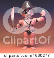 3d Cartoon Gay Leather Fetish Man Dressed As A Pirate With Cutlass 3d Illustration