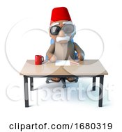 3d Moroccan Sits At His Desk