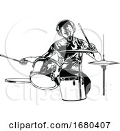 Poster, Art Print Of Black And White Drummer
