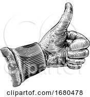 Poster, Art Print Of Thumbs Up Woodcut Hand