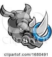 Poster, Art Print Of Tough Rhino Mascot With A Ringette On His Horn