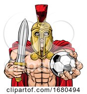 Poster, Art Print Of Spartan Trojan Soccer Football Sports Mascot